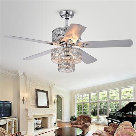 Warehouse Of Tiffany Warehouse of Tiffany CFL-8354REMO-CH 52 in. Empire Indoor Remote Controlled Ceiling Fan with Light Kit; Chrome CFL-8354REMO/CH